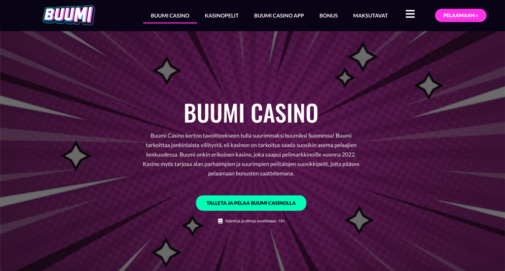 Buumi Casino startsida